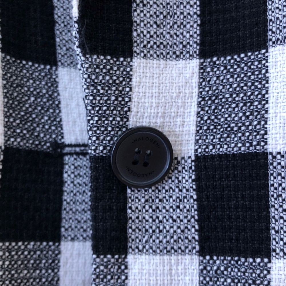 Halogen Black & White Checkered One Button Blazer Jacket - Picture 9 of 15